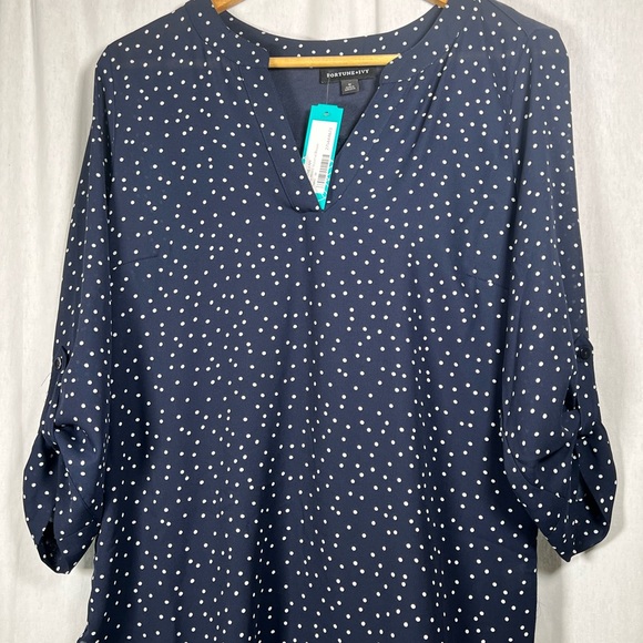 Worthington Navy Polka Dot Women's Blouse - Picture 1 of 1